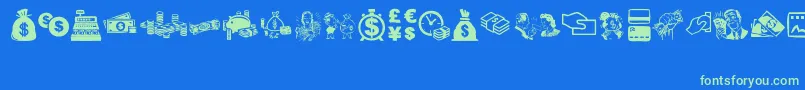 MoneyMoneyMoney Font – Green Fonts on Blue Background