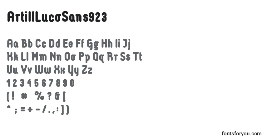 Czcionka ArtillLucoSans923 – alfabet, cyfry, specjalne znaki