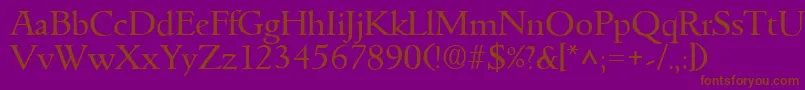 GoudyitalianRegular-Schriftart – Braune Schriften auf violettem Hintergrund