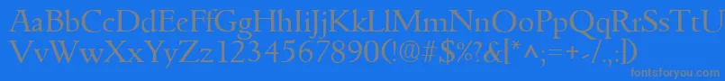 GoudyitalianRegular-Schriftart – Graue Schriften auf blauem Hintergrund