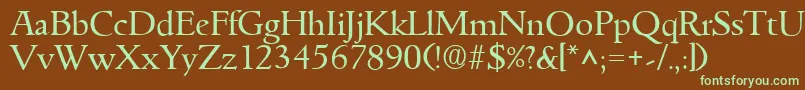 GoudyitalianRegular Font – Green Fonts on Brown Background