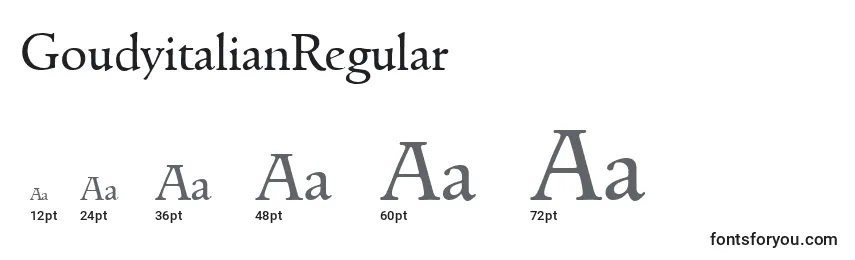 Размеры шрифта GoudyitalianRegular