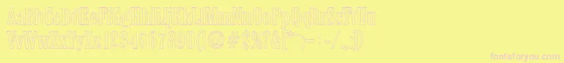 ColoneloutlineRegular-fontti – vaaleanpunaiset fontit keltaisella taustalla