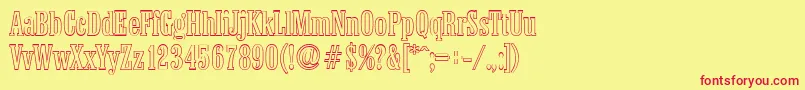 フォントColoneloutlineRegular – 赤い文字の黄色い背景