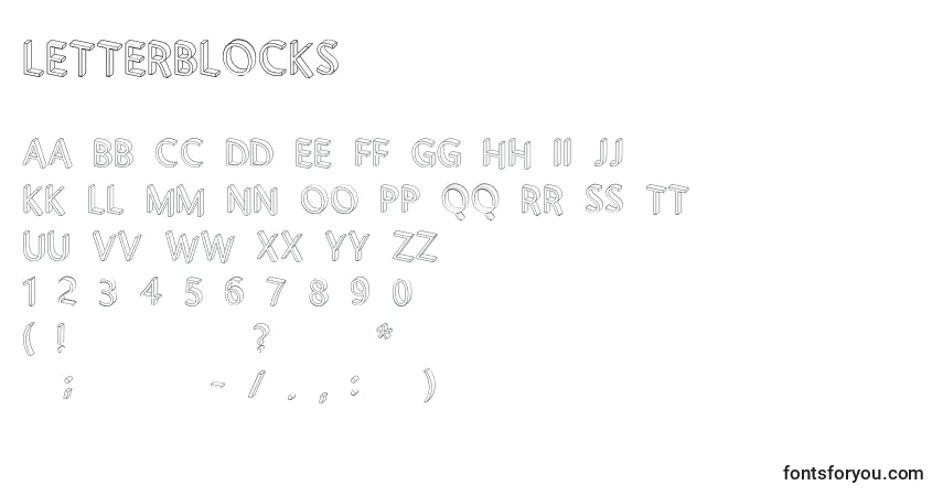 Schriftart Letterblocks – Alphabet, Zahlen, spezielle Symbole