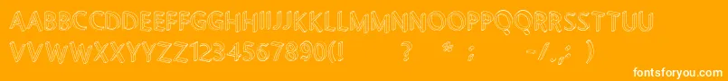 Letterblocks-Schriftart – Weiße Schriften auf orangefarbenem Hintergrund