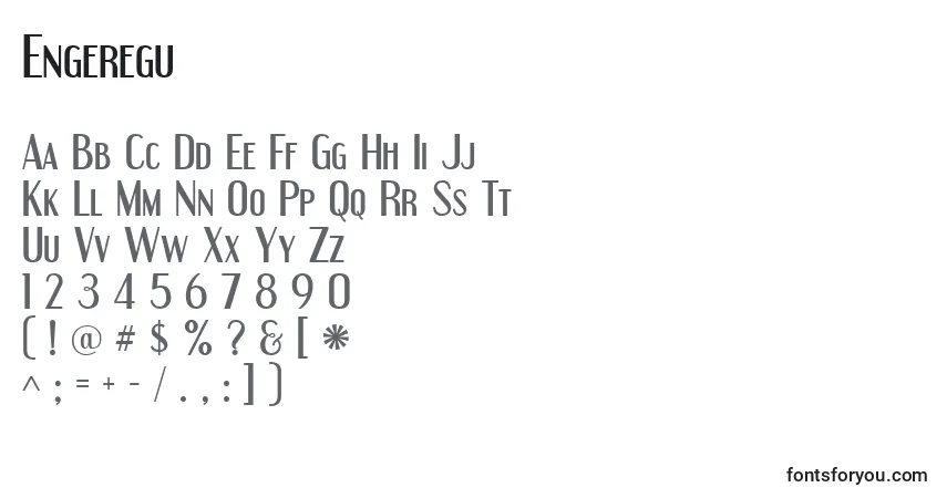 Schriftart Engeregu – Alphabet, Zahlen, spezielle Symbole