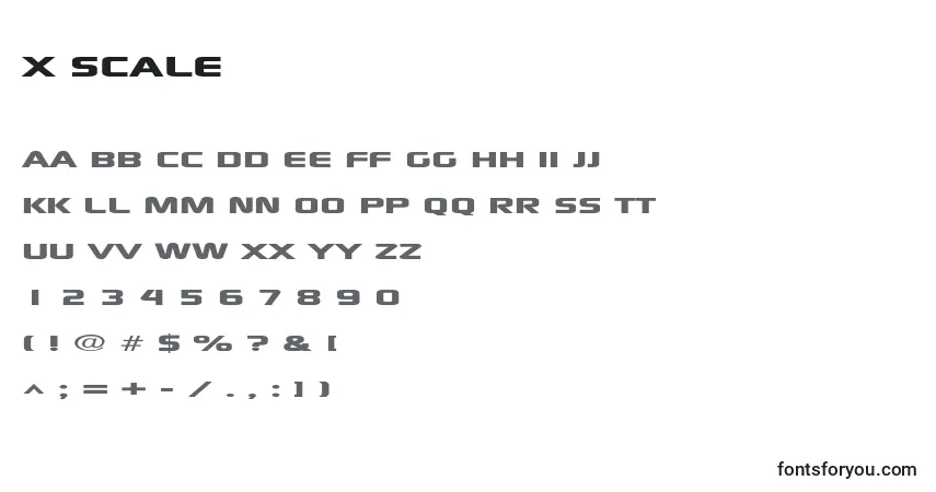A fonte X Scale  – alfabeto, números, caracteres especiais