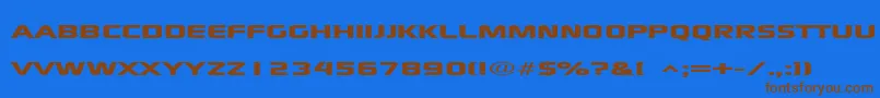 X Scale -Schriftart – Braune Schriften auf blauem Hintergrund