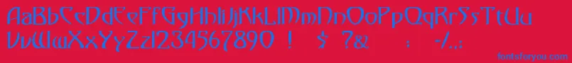 Monmondo Font – Blue Fonts on Red Background