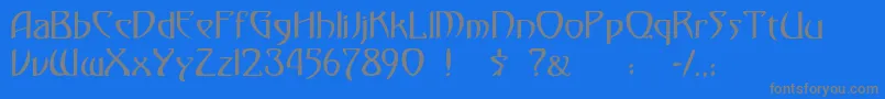 Monmondo-Schriftart – Graue Schriften auf blauem Hintergrund