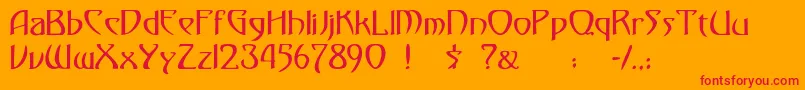 Monmondo Font – Red Fonts on Orange Background