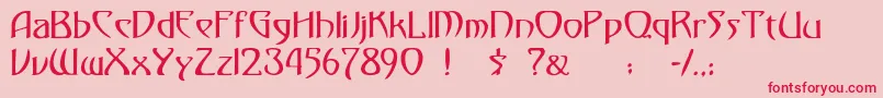 フォントMonmondo – ピンクの背景に赤い文字