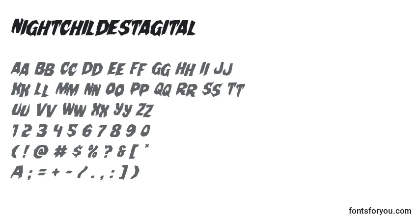 Шрифт Nightchildestagital – алфавит, цифры, специальные символы