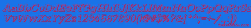 TypewritershItalic Font – Red Fonts on Blue Background