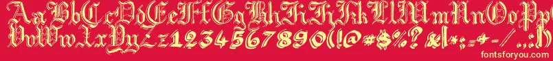 Arggotsc Font – Yellow Fonts on Red Background