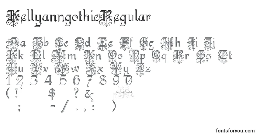 Fuente KellyanngothicRegular - alfabeto, números, caracteres especiales