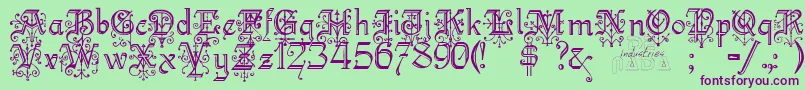 KellyanngothicRegular Font – Purple Fonts on Green Background