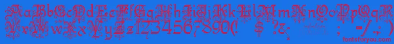 KellyanngothicRegular Font – Red Fonts on Blue Background