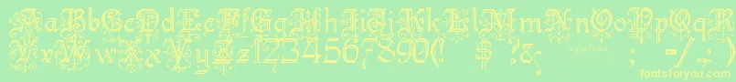 KellyanngothicRegular Font – Yellow Fonts on Green Background