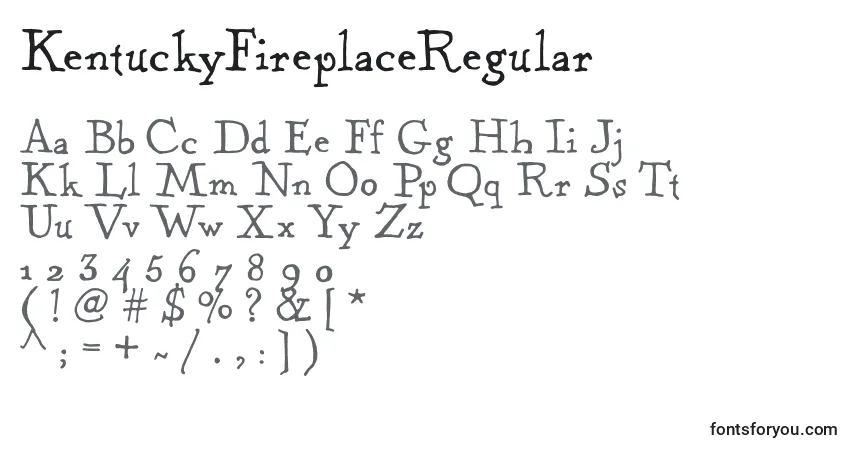 Czcionka KentuckyFireplaceRegular – alfabet, cyfry, specjalne znaki