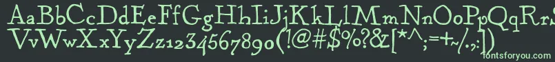 フォントKentuckyFireplaceRegular – 黒い背景に緑の文字