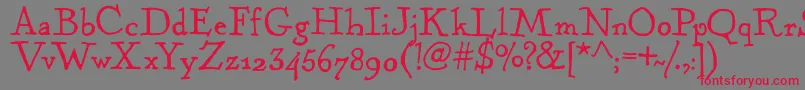 フォントKentuckyFireplaceRegular – 赤い文字の灰色の背景