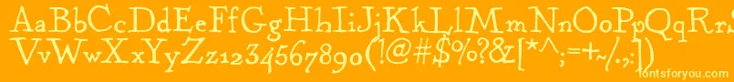 フォントKentuckyFireplaceRegular – オレンジの背景に黄色の文字