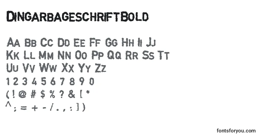 A fonte DingarbageschriftBold – alfabeto, números, caracteres especiais