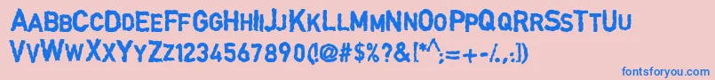 DingarbageschriftBold-Schriftart – Blaue Schriften auf rosa Hintergrund