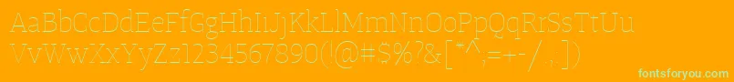 TangerserifmediumulUltralight Font – Green Fonts on Orange Background