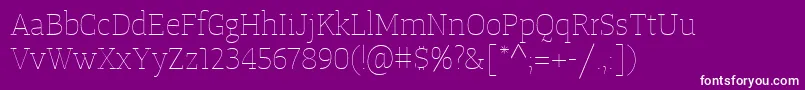 Fonte TangerserifmediumulUltralight – fontes brancas em um fundo violeta