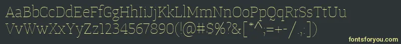 Fonte TangerserifmediumulUltralight – fontes amarelas em um fundo preto
