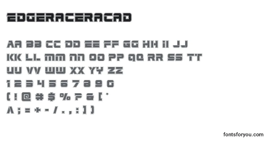 Schriftart Edgeraceracad – Alphabet, Zahlen, spezielle Symbole