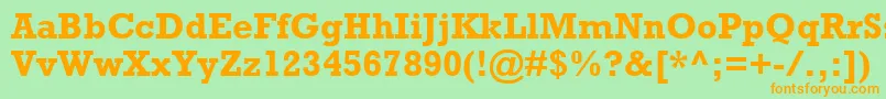 フォントRockwellРџРѕР»СѓР¶РёСЂРЅС‹Р№ – オレンジの文字が緑の背景にあります。