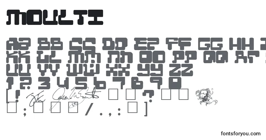 Schriftart Moulti – Alphabet, Zahlen, spezielle Symbole