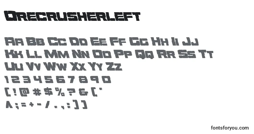 A fonte Orecrusherleft – alfabeto, números, caracteres especiais