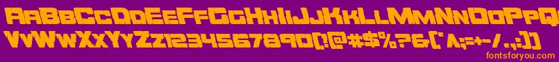 Czcionka Orecrusherleft – pomarańczowe czcionki na fioletowym tle