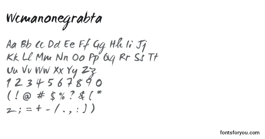 Wcmanonegrabta-fontti – aakkoset, numerot, erikoismerkit