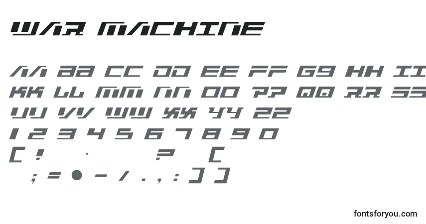 A fonte War Machine – alfabeto, números, caracteres especiais