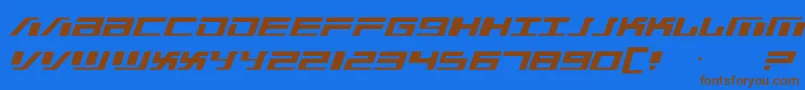 フォントWar Machine – 茶色の文字が青い背景にあります。