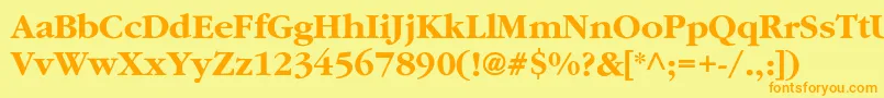 フォントAgsaturdaycBold – オレンジの文字が黄色の背景にあります。