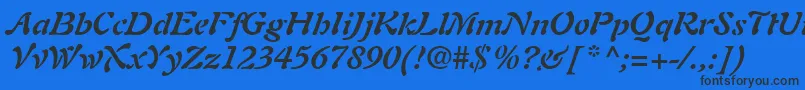 AuriolLtBoldItalic Font – Black Fonts on Blue Background