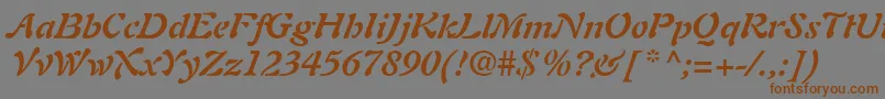 AuriolLtBoldItalic Font – Brown Fonts on Gray Background