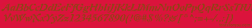 AuriolLtBoldItalic Font – Brown Fonts on Red Background