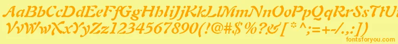 AuriolLtBoldItalic Font – Orange Fonts on Yellow Background