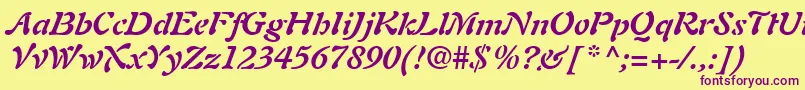 AuriolLtBoldItalic Font – Purple Fonts on Yellow Background