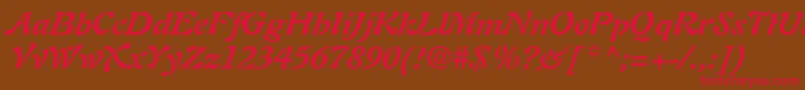 AuriolLtBoldItalic Font – Red Fonts on Brown Background