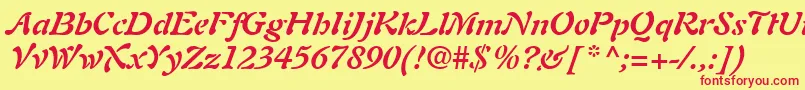 AuriolLtBoldItalic Font – Red Fonts on Yellow Background