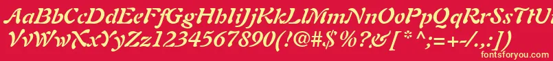 AuriolLtBoldItalic Font – Yellow Fonts on Red Background